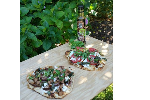 Barbecued flatbread pizza, two ways!